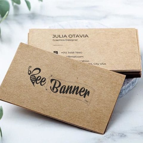 "Business Cards 18pt. Kraft Paper - Organic Elegance in Every Handshake - Business Card Image"