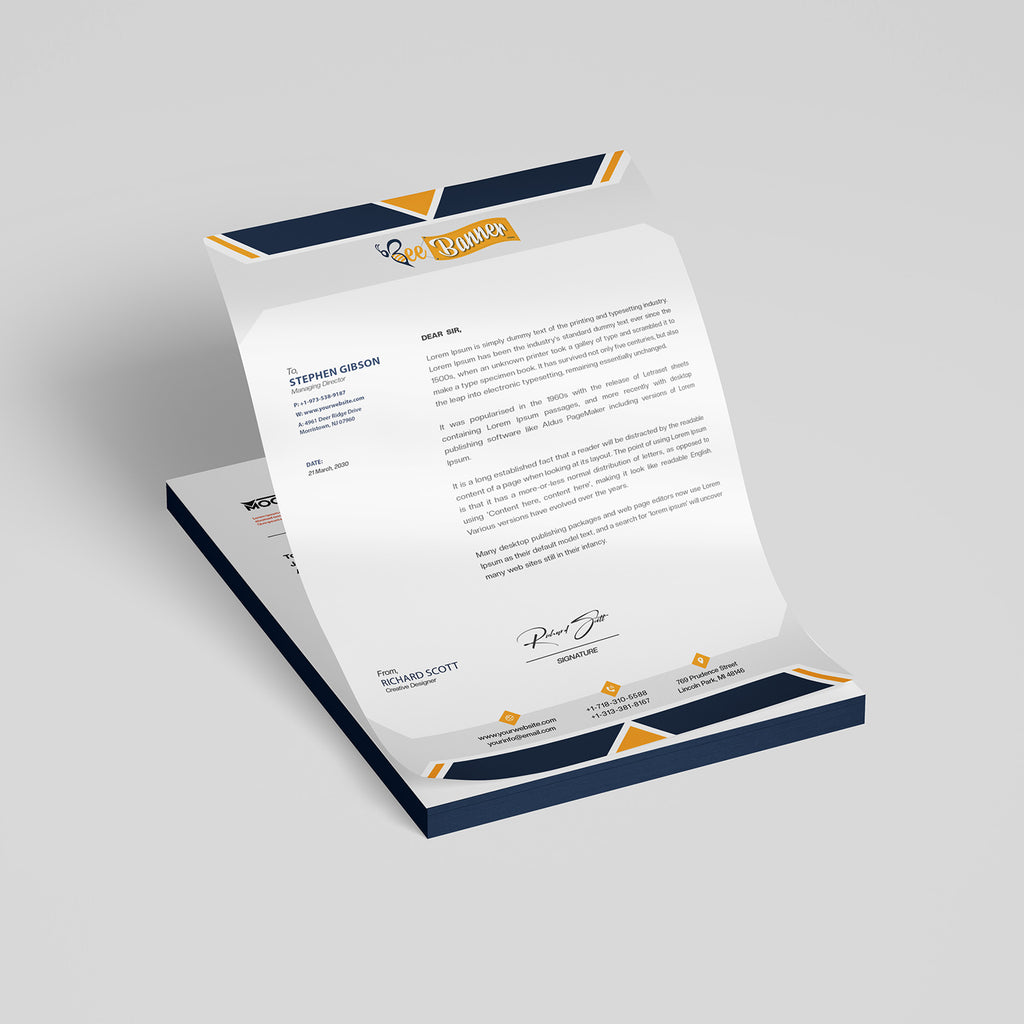 Custom Letterhead - (Linen Stock) Design Services in Canada