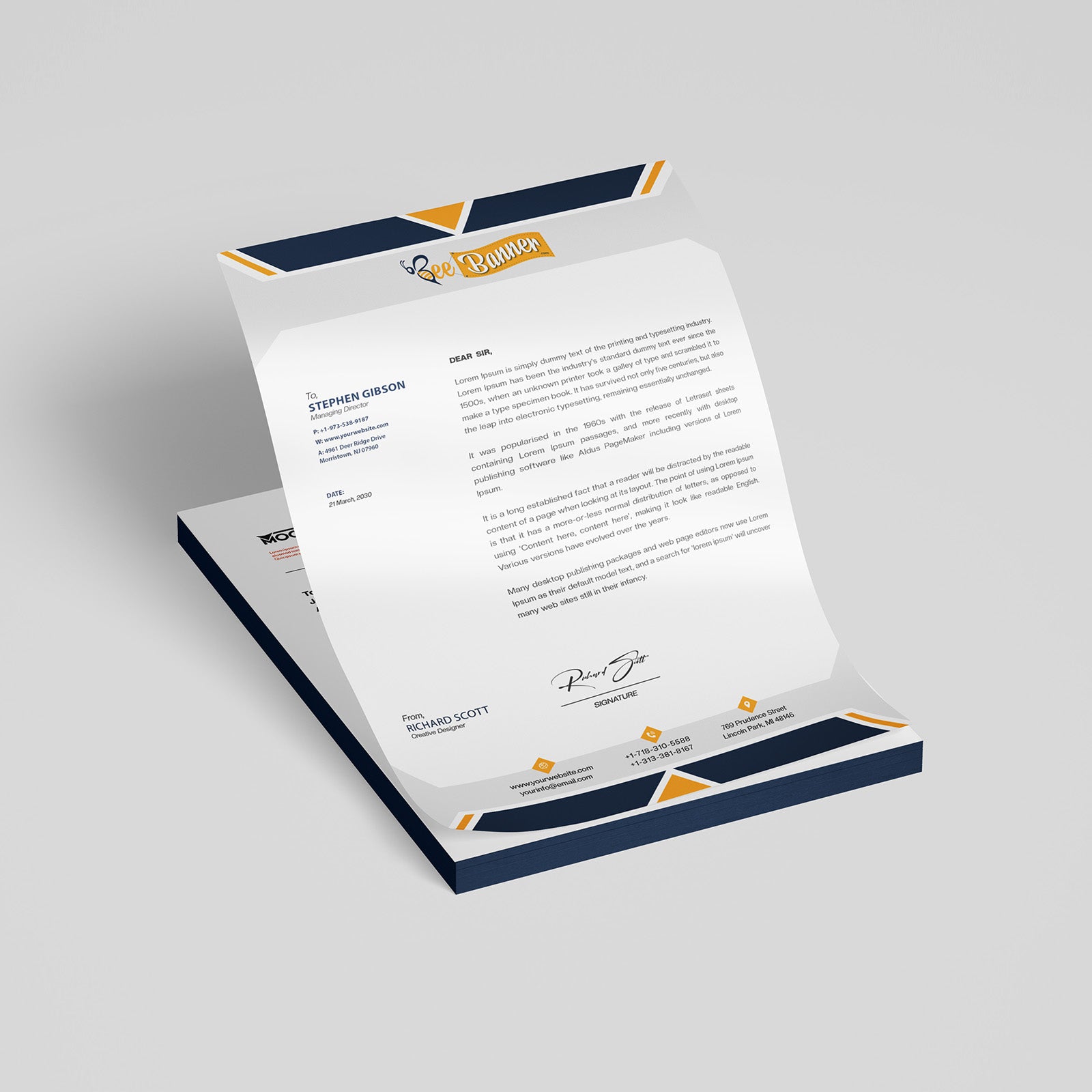 Custom Letterhead - (Linen Stock) Design Services in Canada