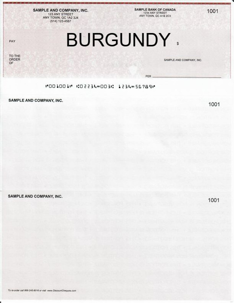 Blank Cheques Computerized Burgundy Box, bee banner