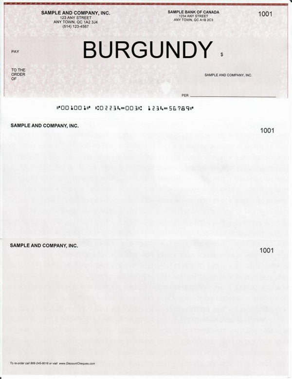 Blank Cheques Computerized Burgundy Box, bee banner