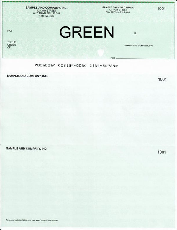 Blank Cheques Computerized Green Box,bee banner