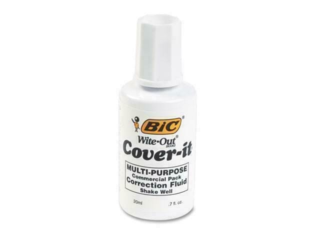 Nip Bic Cover it White Out Correction Fluid 0.7oz