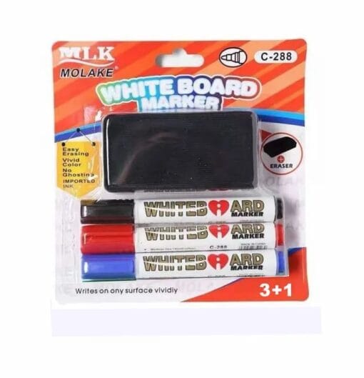 three color whiteboard pen plus white board eraser combination