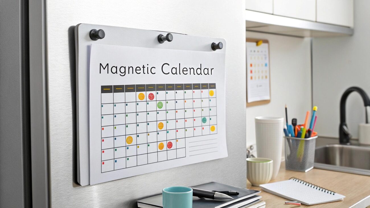 magnetic calendar, bee banner