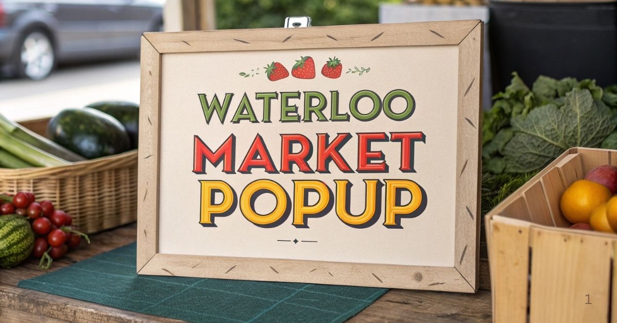 popup stall table market logo table sign waterloo