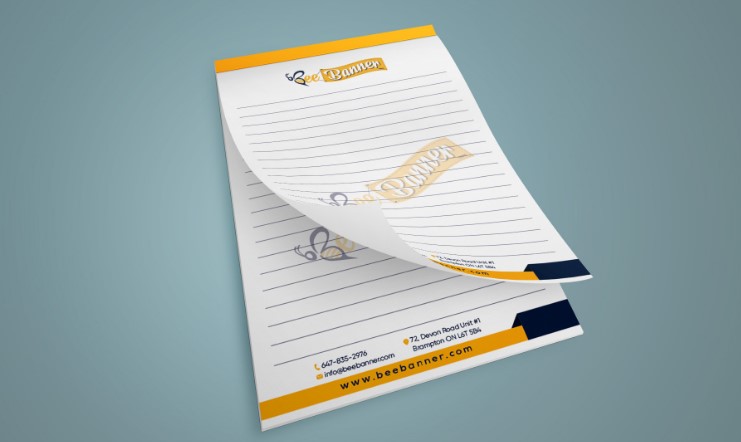 notepads, bee banner