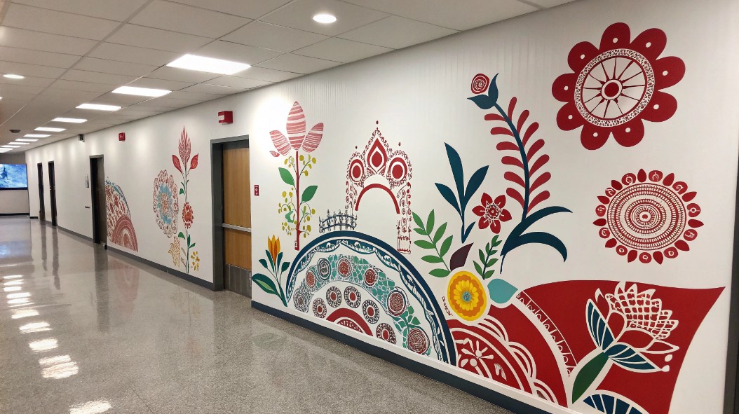 adhesive vinyl wall graphics, bee banner