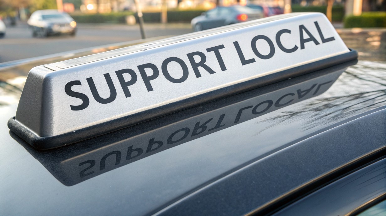 car magnet, bee banner