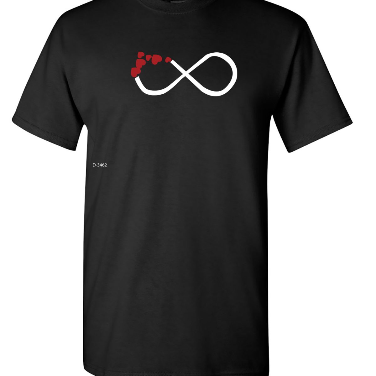 Alternative view of infinity symbol with hearts .